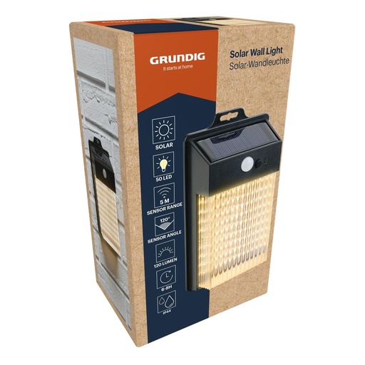 [871125243097] GRUNDIG Solar Wall Light 50 LED 120 Lumen