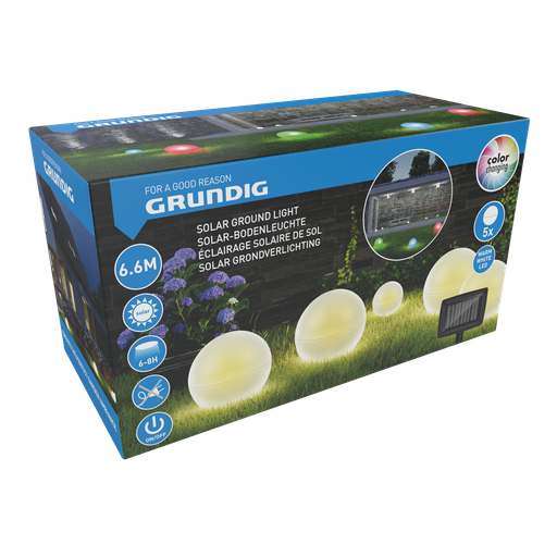 [871125247682] GRUNDIG Solar Garden Light 5 Balls Colour Changing