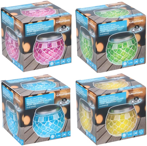 [871125219182] GRUNDIG Solar Garden Light Mosaic Ø10x9cm Colour Changing
