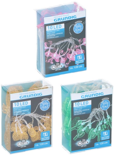 [871125213152] GRUNDIG Decorative LED String Light 10L Pineapple Cactus Flamingo