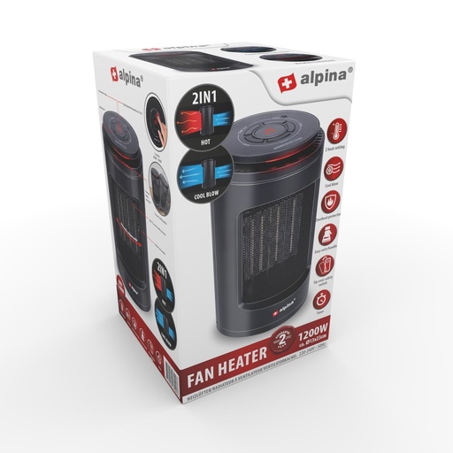 [871125227020] ALPINA PTC Heater 230V 1200W Oscillating
