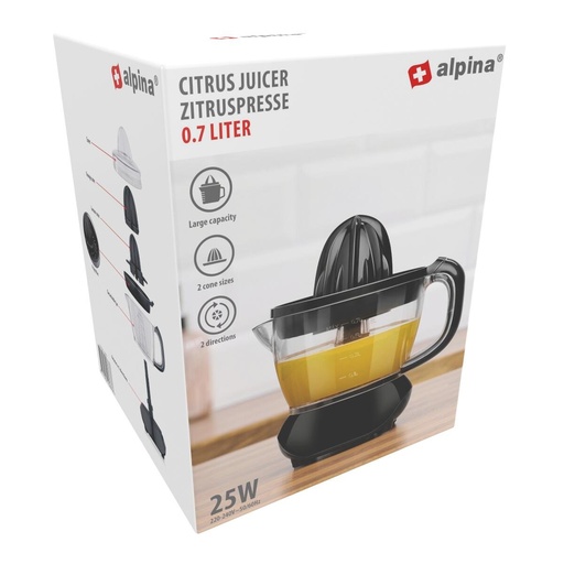 [871125225867] ALPINA Citrus Juicer 700ml 25W Black