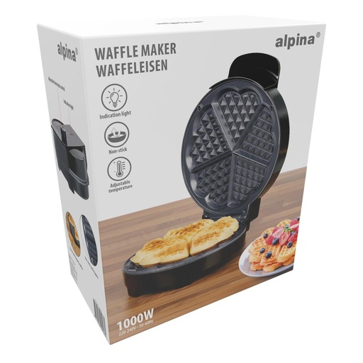[871125229103] ALPINA Heart Shaped Waffle Maker 1000W