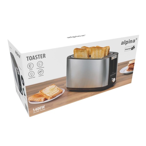 [871125229099] ALPINA Toaster 1400W 2 Long Slots 28.2cm
