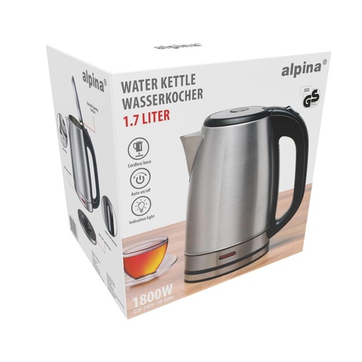 [871125229096] ALPINA Water Kettle 1.7L 1800W Silver
