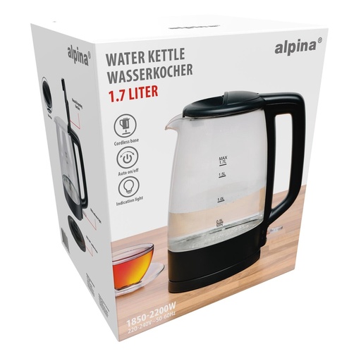 [871125227265] ALPINA Water Kettle 1.7L 2200W Black