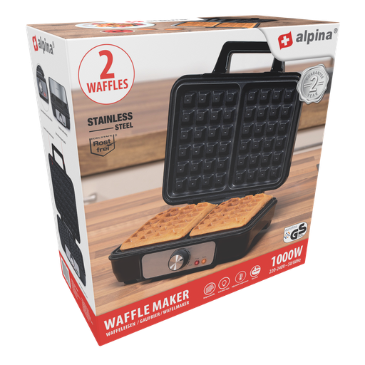 [871125223258] ALPINA Waffle Maker 230V 1000W