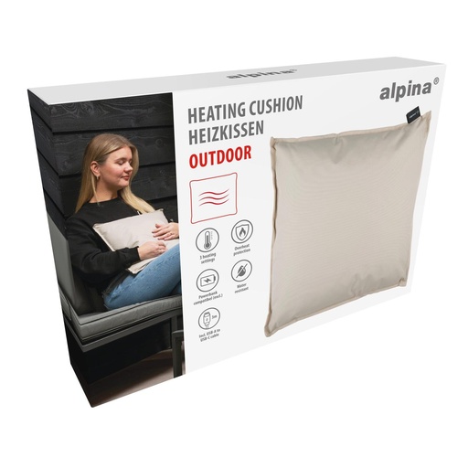 [871125244058] ALPINA Heating Cushion Outdoor Beige 40x40cm