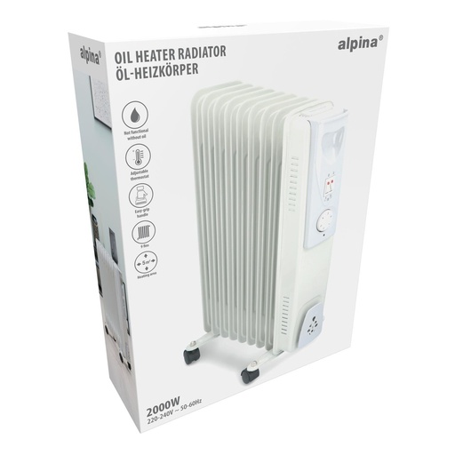 [871125217403] ALPINA Oil Heater 2000W 9 Fins