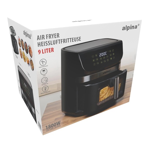 [871125227221] ALPINA Air Fryer 9L 1800W Digital Display