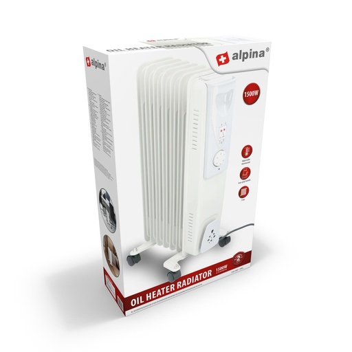 [871125217400] ALPINA Oil Filled Radiator 1500W 7 Fins