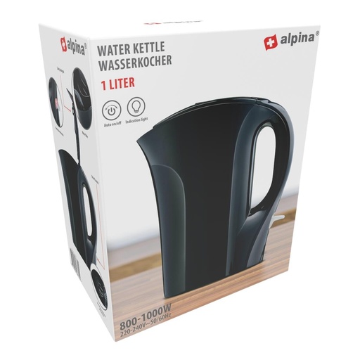 [871125258732] ALPINA Kettle 1L 800-1000W Black