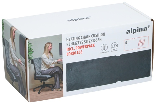[871125242137] ALPINA Heated Chair Cushion Grey 120x40cm