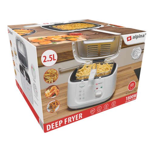[871125224521] ALPINA Deep Fryer 230V 2.5L 1800W
