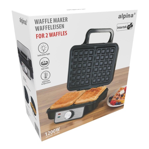[871125229104] ALPINA Waffle Maker 1200W 23.6x25.5x9.9cm