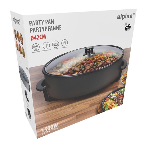[871125229102] ALPINA Party Pan 1500W Ø42cm Electric