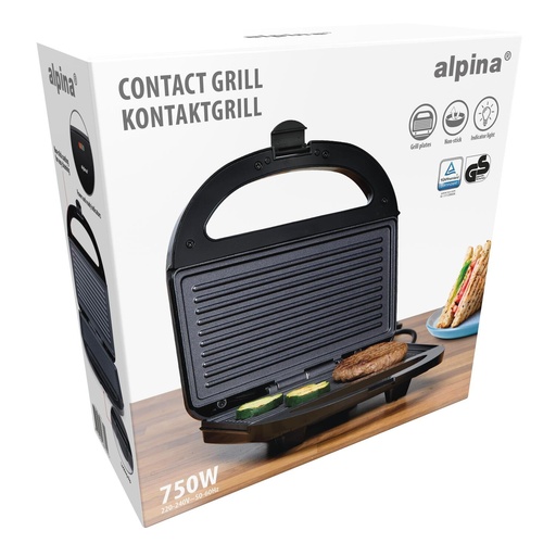 [871125226779] ALPINA Sandwich Maker 750W Contact Grill