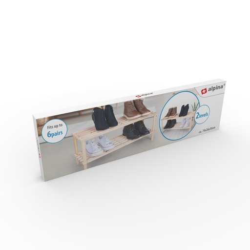 [871125247299] ALPINA Shoe Rack 2 Levels 74x26x29.5cm