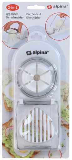 [871125218275] ALPINA Egg Slicer 2-in-1 White 21x8.5x3cm