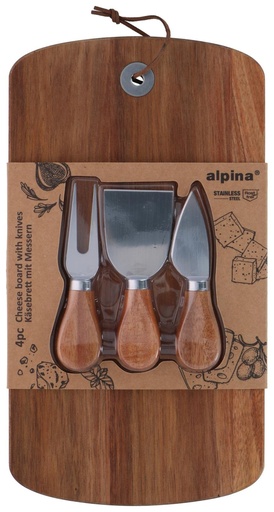 [871125225874] ALPINA Cheeseboard with Knives 320x17.5cm