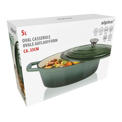 [871125235608] ALPINA Casserole Oval 33cm Green