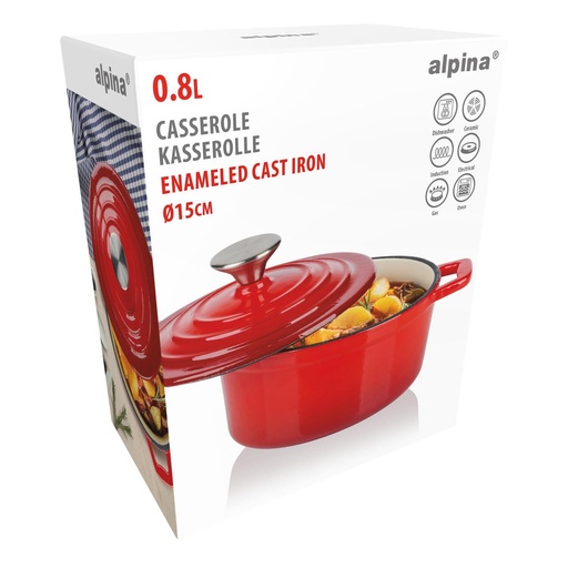[871125235607] ALPINA Casserole Red 14cm