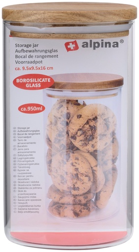 [871125224038] ALPINA Storage Jar 950ml with Lid 9.5x16cm