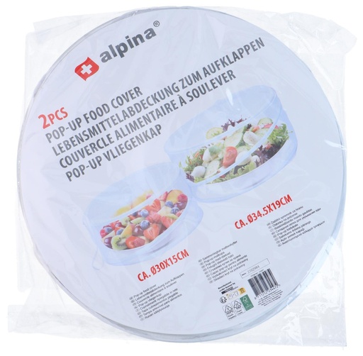 [871125223447] ALPINA Food Cover Pop-up Set 2pcs Ø34.5/30cm