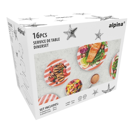 [871125233447] ALPINA Dinner Set 16pcs 26.7cm