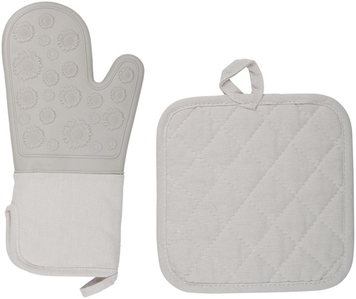 [871125224712] ALPINA Oven Mitt and Pot Holder 34x17.5cm Grey