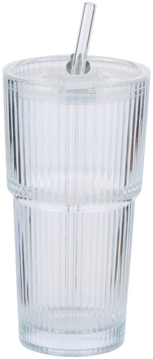 [871125235661] ALPINA Transparent Drinking Glass 550ml with Straw