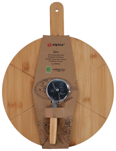 [871125257499] ALPINA Pizza Board Ø34cm With Knife