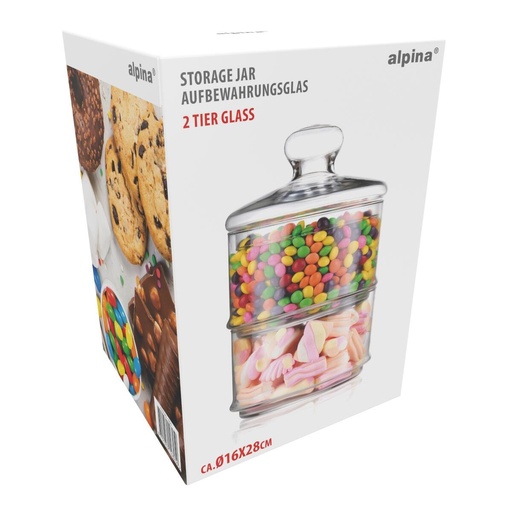 [871125214825] ALPINA Storage Jar 2-Tier Ø16x28cm