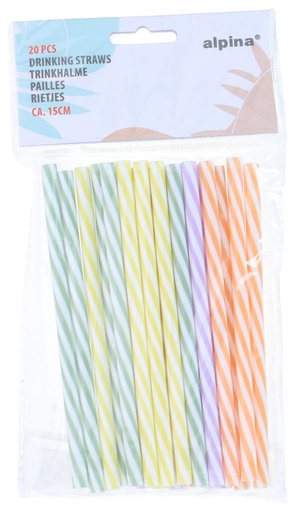 [871125256925] ALPINA Drinking Straws 15cm Mixed Colours