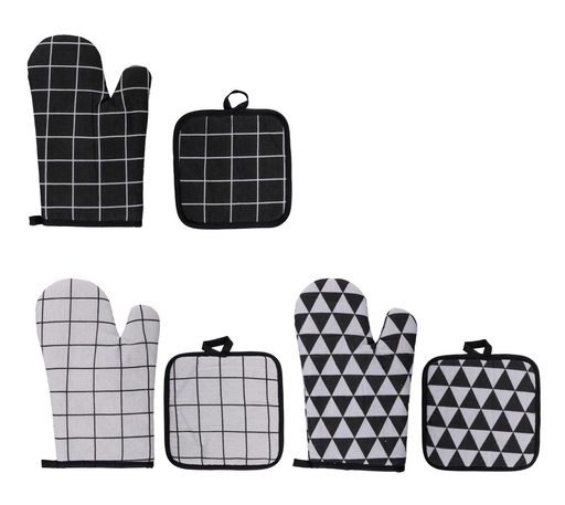 [871125256942] ALPINA Oven Mitt and Pot Holder 18x29cm Black/White