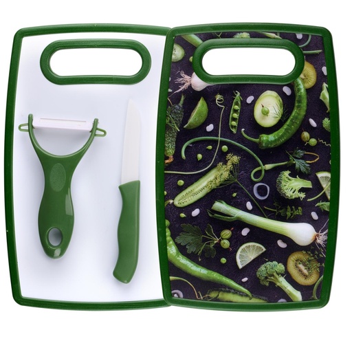 [871125224526] ALPINA Cutting Board with Knife and Ceramic Peeler