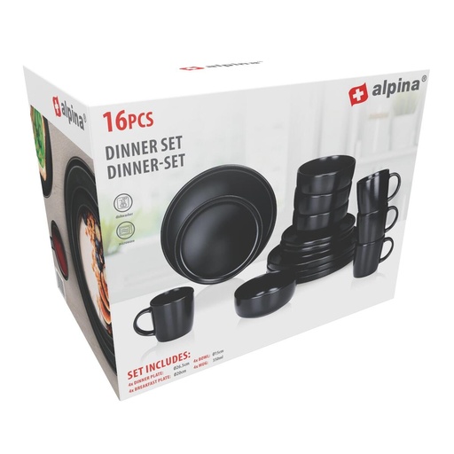 [871125250049] ALPINA Dinnerware Set 16pcs Stoneware