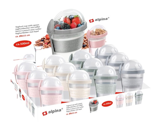 [871125223718] ALPINA Yoghurt Cup 500ml with Spoon and Lid