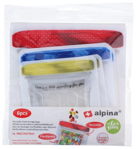 [871125225425] ALPINA Reusable Food Storage Bags 70-400ml