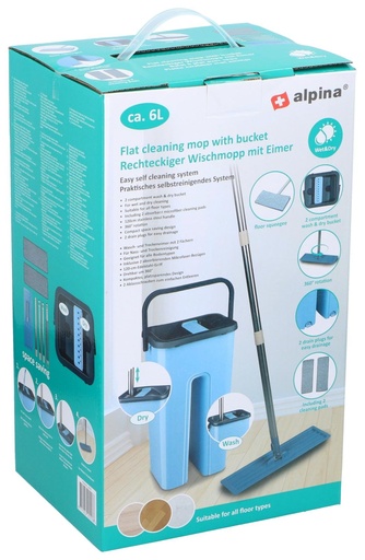 [871125225553] ALPINA Floor Mop with Bucket 6L 12x32x117cm
