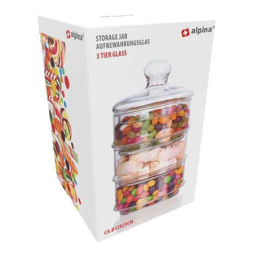 [871125214826] ALPINA Storage Jar 3-Tier Ø12x23cm