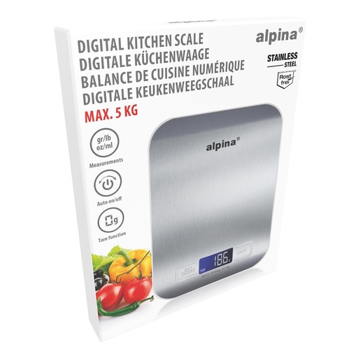 [871125227238] ALPINA Digital Kitchen Scale 5kg