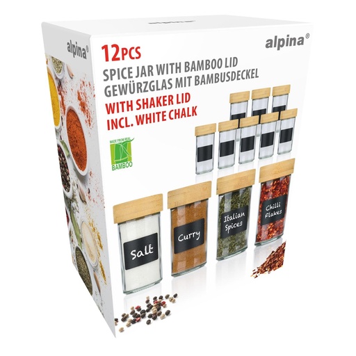 [871125242698] ALPINA Spice Jar with Bamboo Lid 4.5x9.5cm