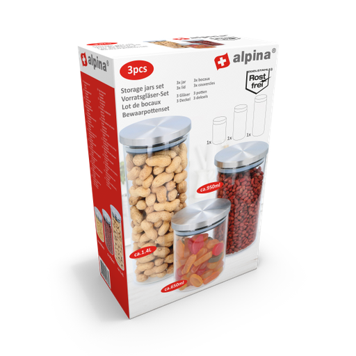 [871125216063] ALPINA Storage Jars 650ml/950ml/1.4L