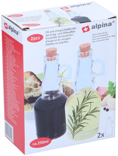 [871125247410] ALPINA Oil and Vinegar Bottle 250ml Ø7x18cm