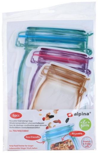 [871125225426] ALPINA Reusable Food Storage Bags 150/400/750ml