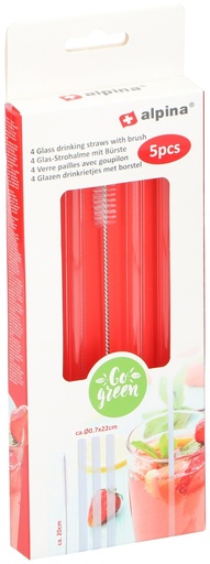 [871125216768] ALPINA Reusable Drinking Straws 20cm With Cleaning Brush