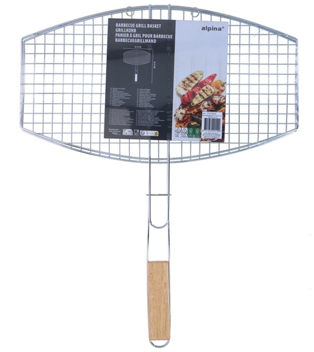 [871125229110] ALPINA Barbecue Grill Basket Oval 55x45cm