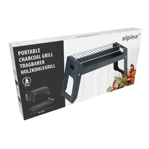 [871125244088] ALPINA Foldable Charcoal Barbecue 45x22x23cm