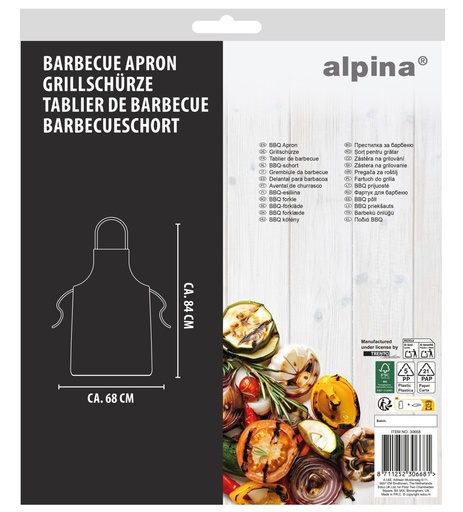 [871125230668] ALPINA BBQ Apron 70x84cm Black